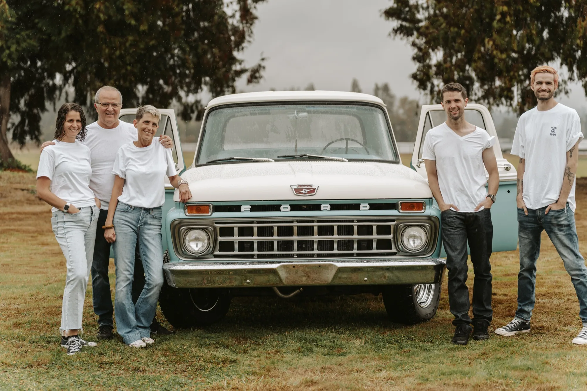 Family of four in a wooded park near Lynnwood WA