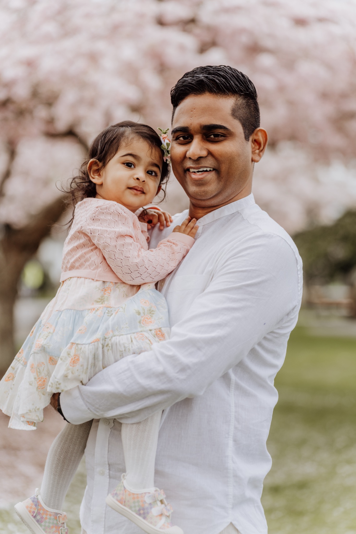 Father and daughter spring portrait