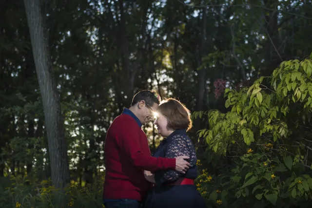 Engaged couple at sunset in Snohomish WA