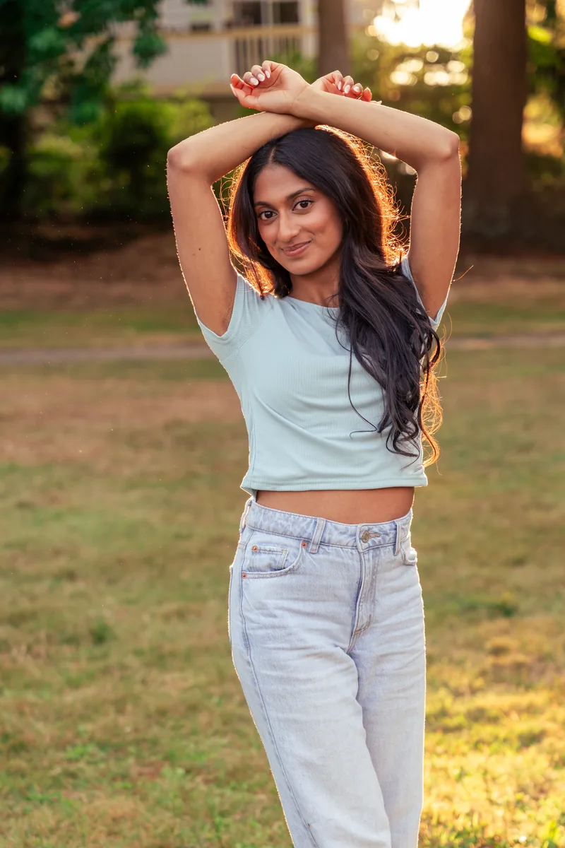 Senior portrait, golden-hour park session in Snohomish County