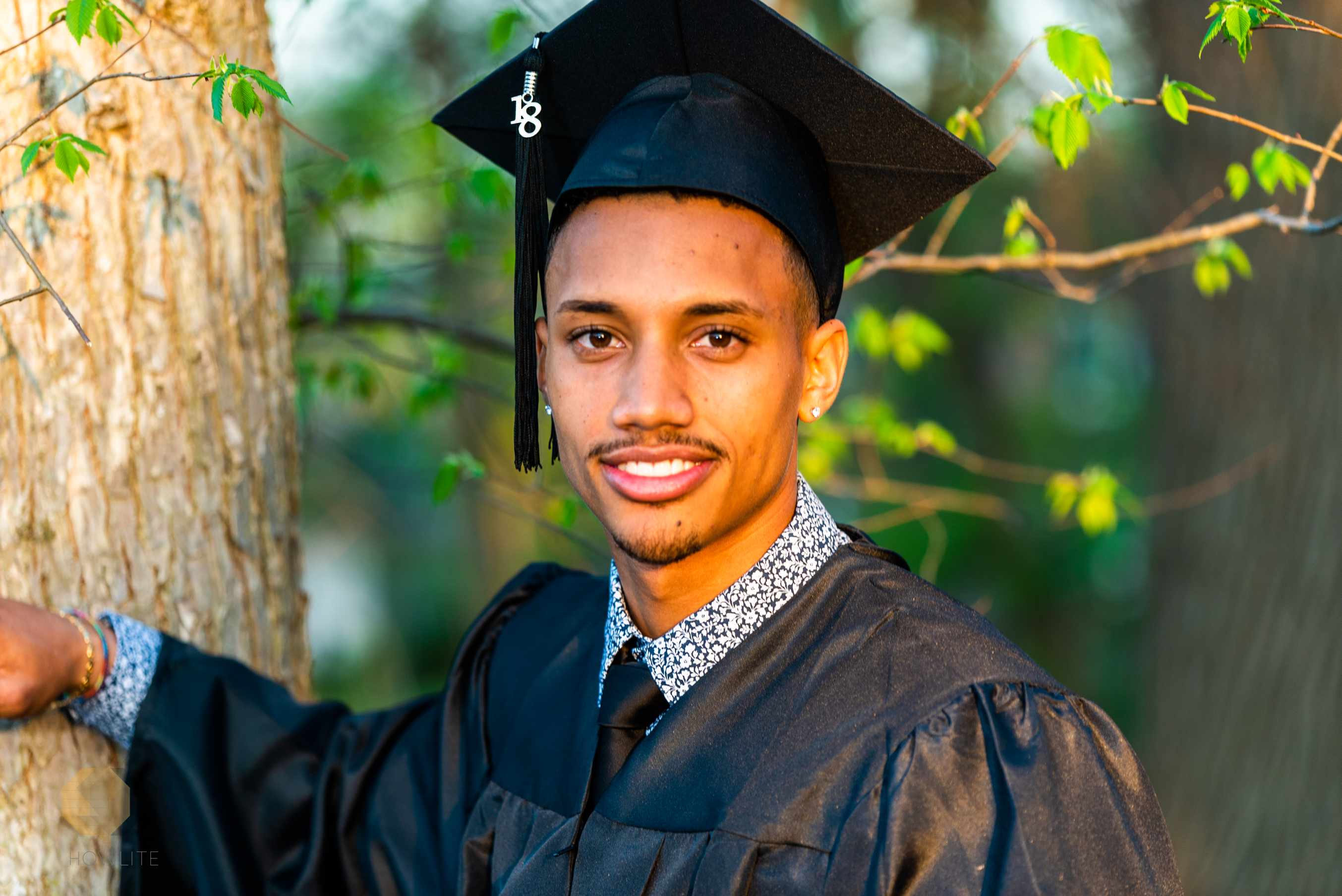 a student in an academic gown