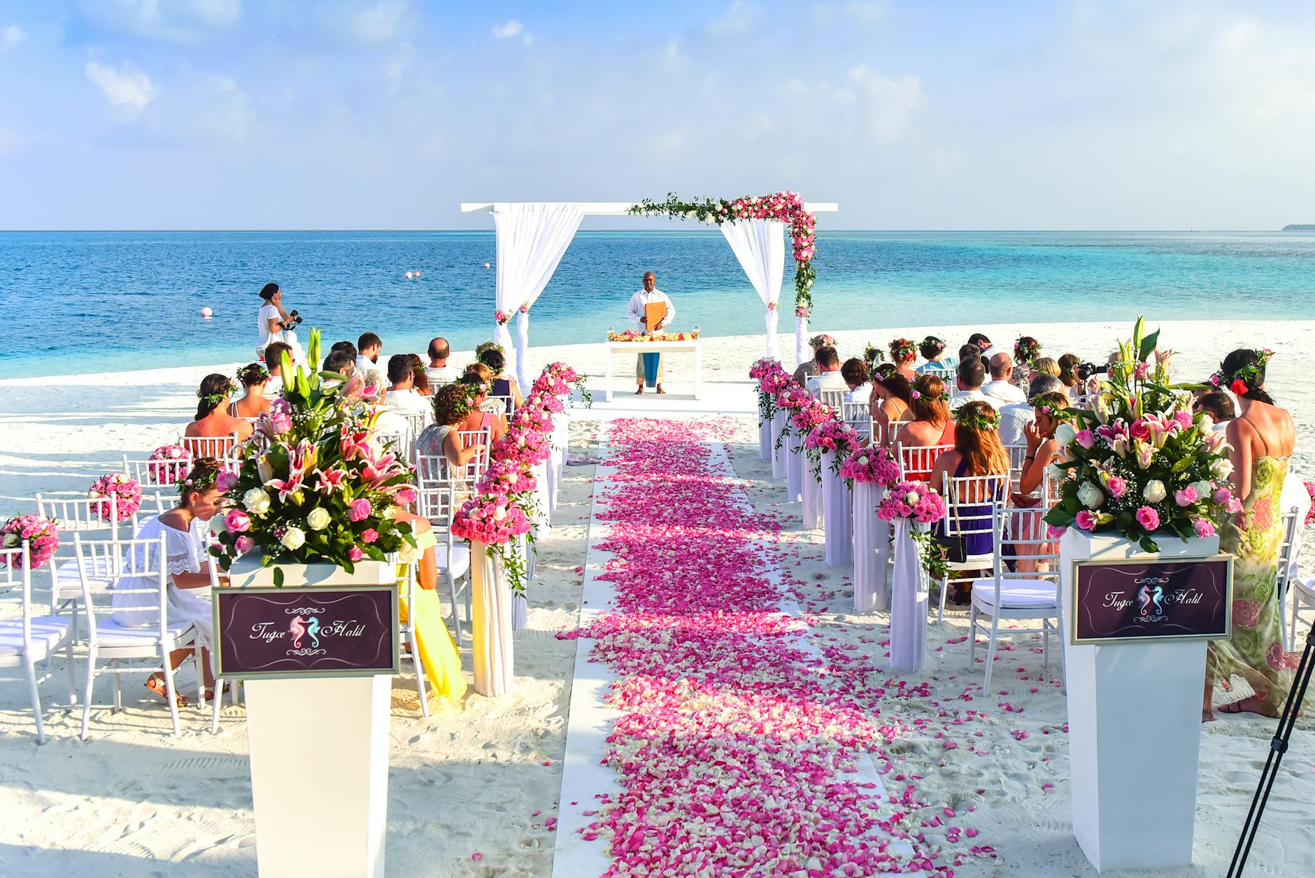 an outdoor wedding location on the sea shore